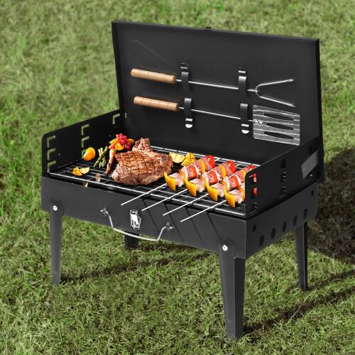 Alt View 8. Winado - Portable Charcoal Grill, Foldable BBQ Grill with Lid for Outdoor Cooking Camping Picnic Hiking Beach Party Patio Smokers - Black.