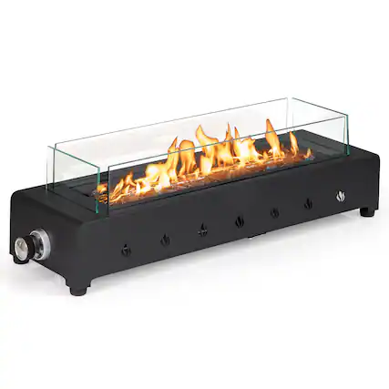 Front. SKONYON - Tabletop Propane Fire Pit with Glass Rocks Strong Heat Output and Compact Modern Design.