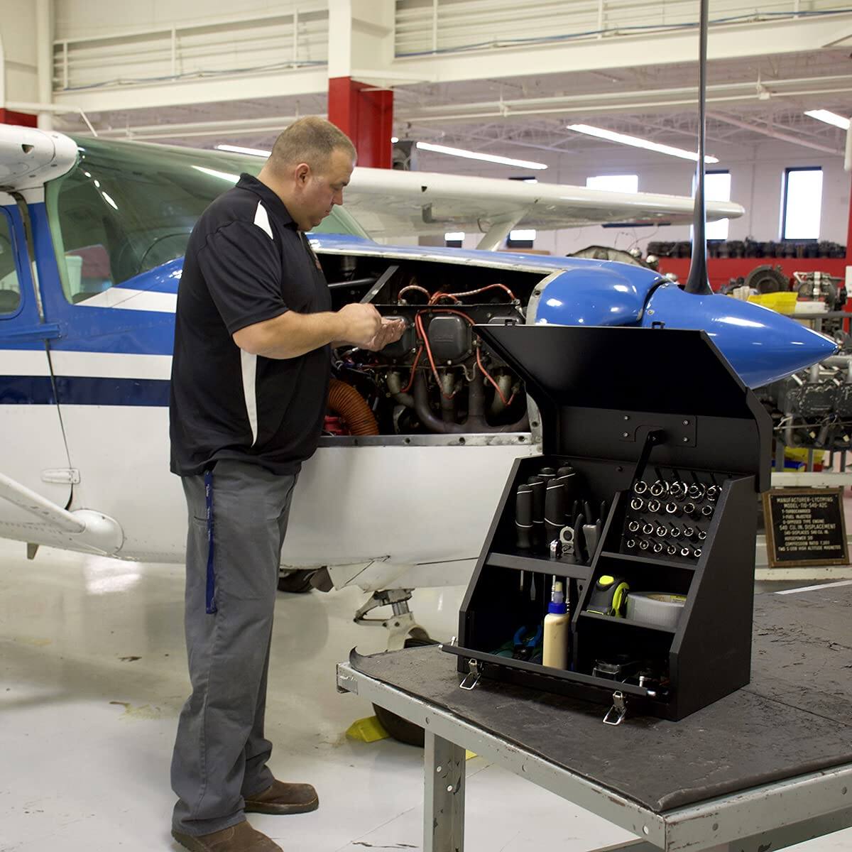 Alt View 2. Fabibe - Hand Held Shopbox Black (sb150b) - Triangle lid design locks tools in place when closedSteel socket tines and a tool ... - Default.