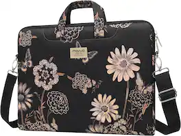 mosiso - Laptop Shoulder Bag 15-16 Inch, Laptop Briefcase Sleeve with Belt for 15-15.6 inch MacBook Air Pro HP Dell ASUS Acer - Vintage Floral