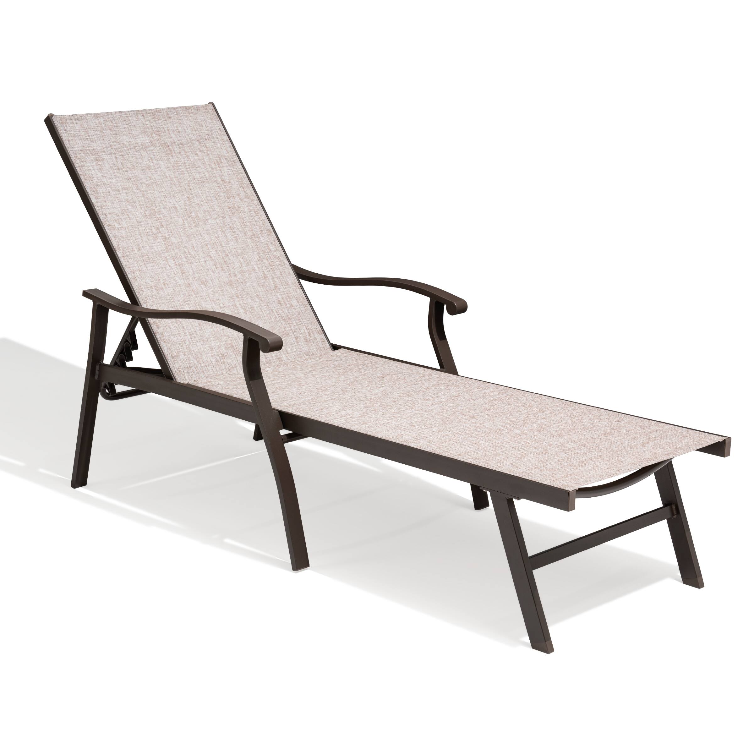 Angle. Crestlive Products - Crestlive Products Outdoor Recliner All Weather Aluminum Adjustable Chaise Lounge Chair with Arms - Beige.