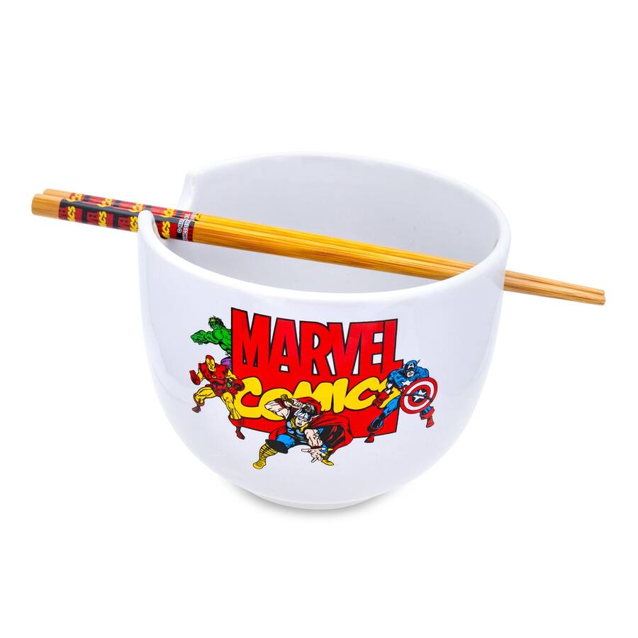 Marvel Spoon Rest Marvel Comics The Avengers 20 Ounce Ramen Bowl and Chopstick Set Red ...