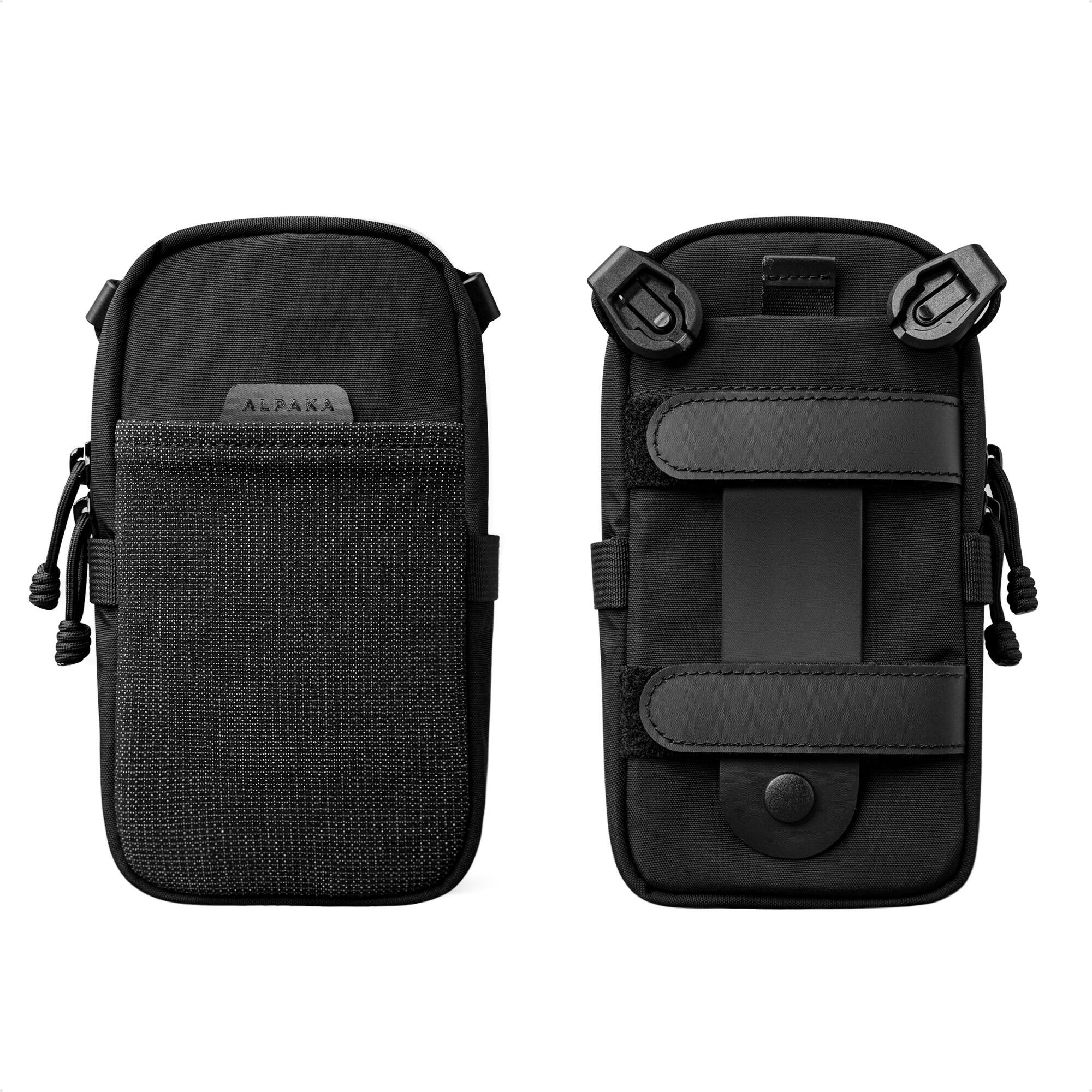 Alt View 7. ALPAKA - Traverse 30L Travel Laptop Backpack & Modular Shoulder Pocket Max Bundle with Quick-Access Phone Pouch - Black Axoflux 400D Ripstop Nylon.
