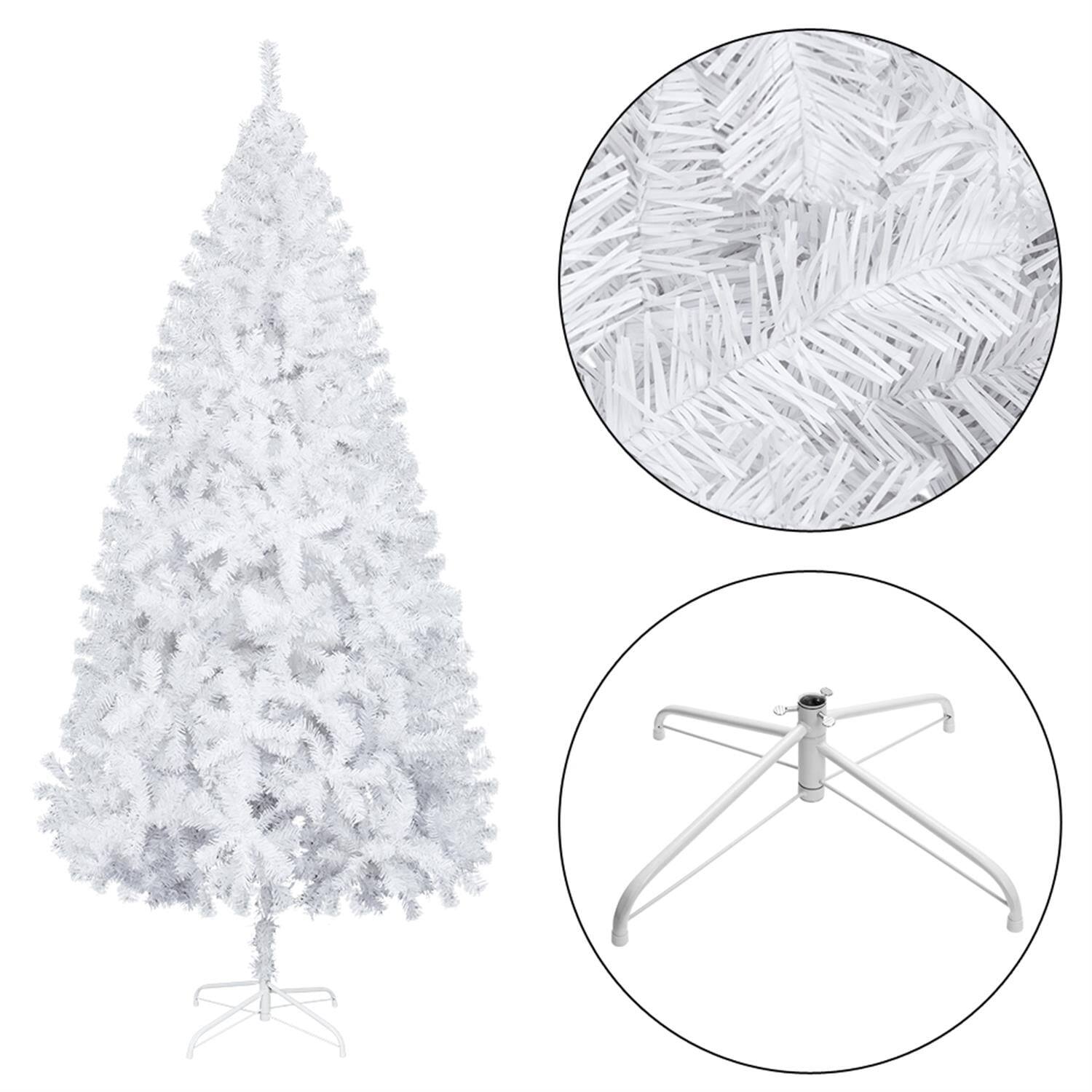 Alt View 4. Pefilos - 8ft Tall LED Flocked Tied Light Christmas Tree, Festive Lighting with Realistic Look and Warm Glow, Durable Construction - White.
