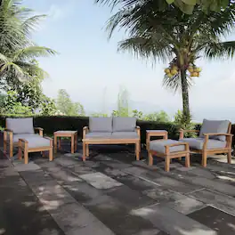 Marina 8 Piece Outdoor Patio Teak Set by Modway - Natural Gray