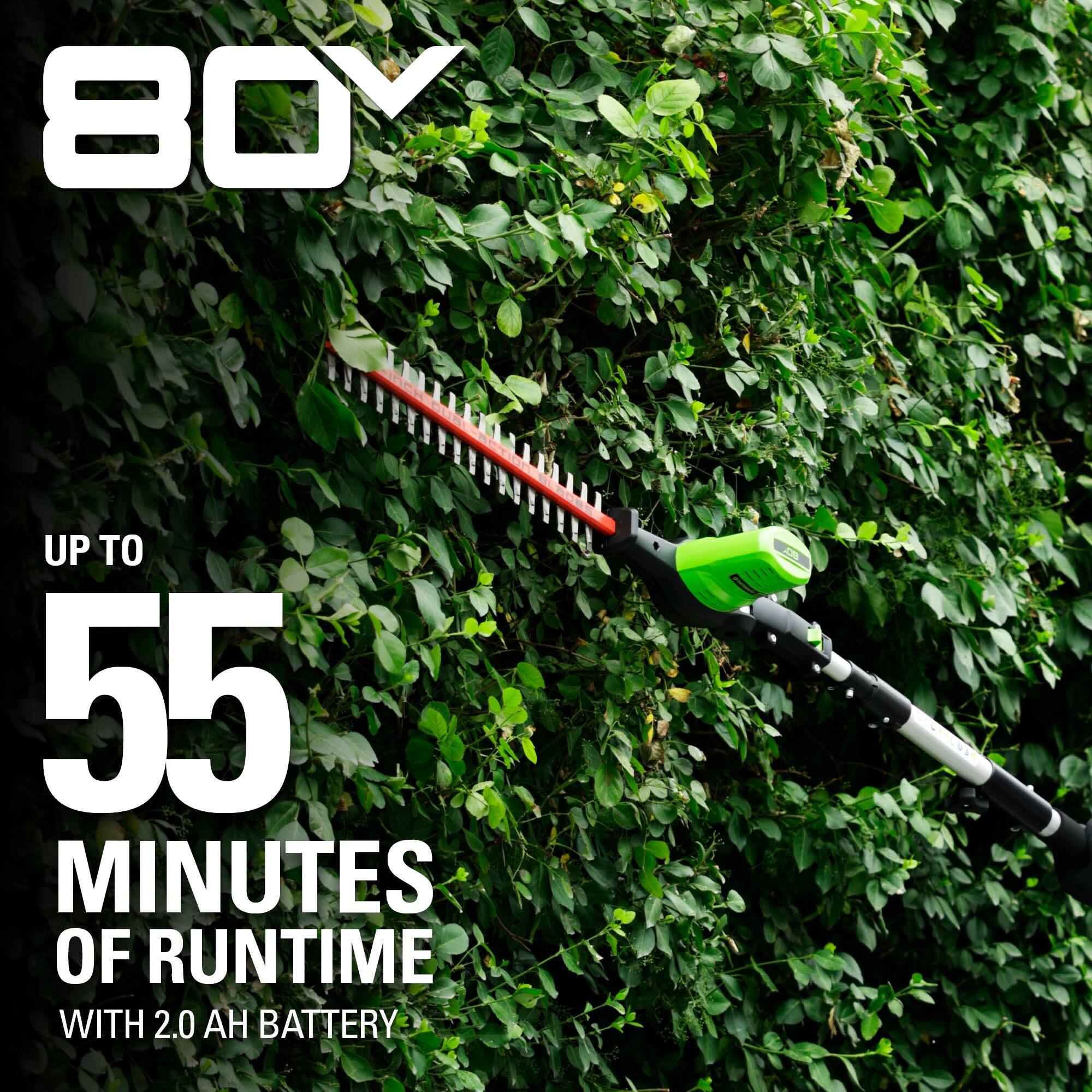 80 UP TO 55 MINUTES OF RUNTIME WITH 2.0 AH BATTERY