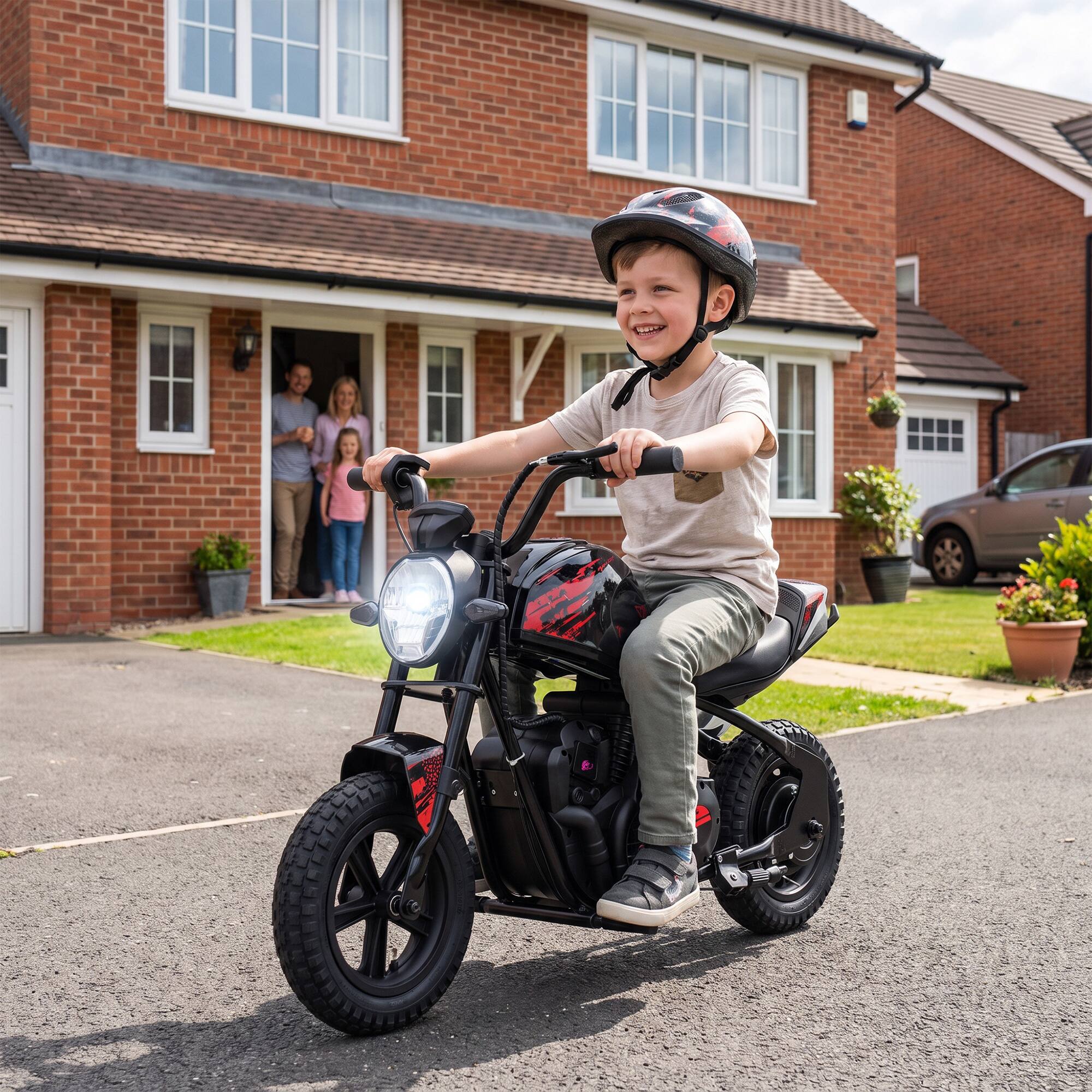 Alt View 1. Qaba - Kids Electric Motorcycle with 180W Motor, 12" Rubber Tires, Up to 11MPH - Black.