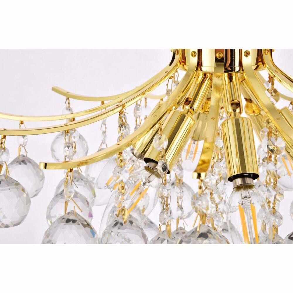 Angle. Elegant Lighting - Toureg 6 light Gold Pendant Clear Royal Cut Crystal - Gold.