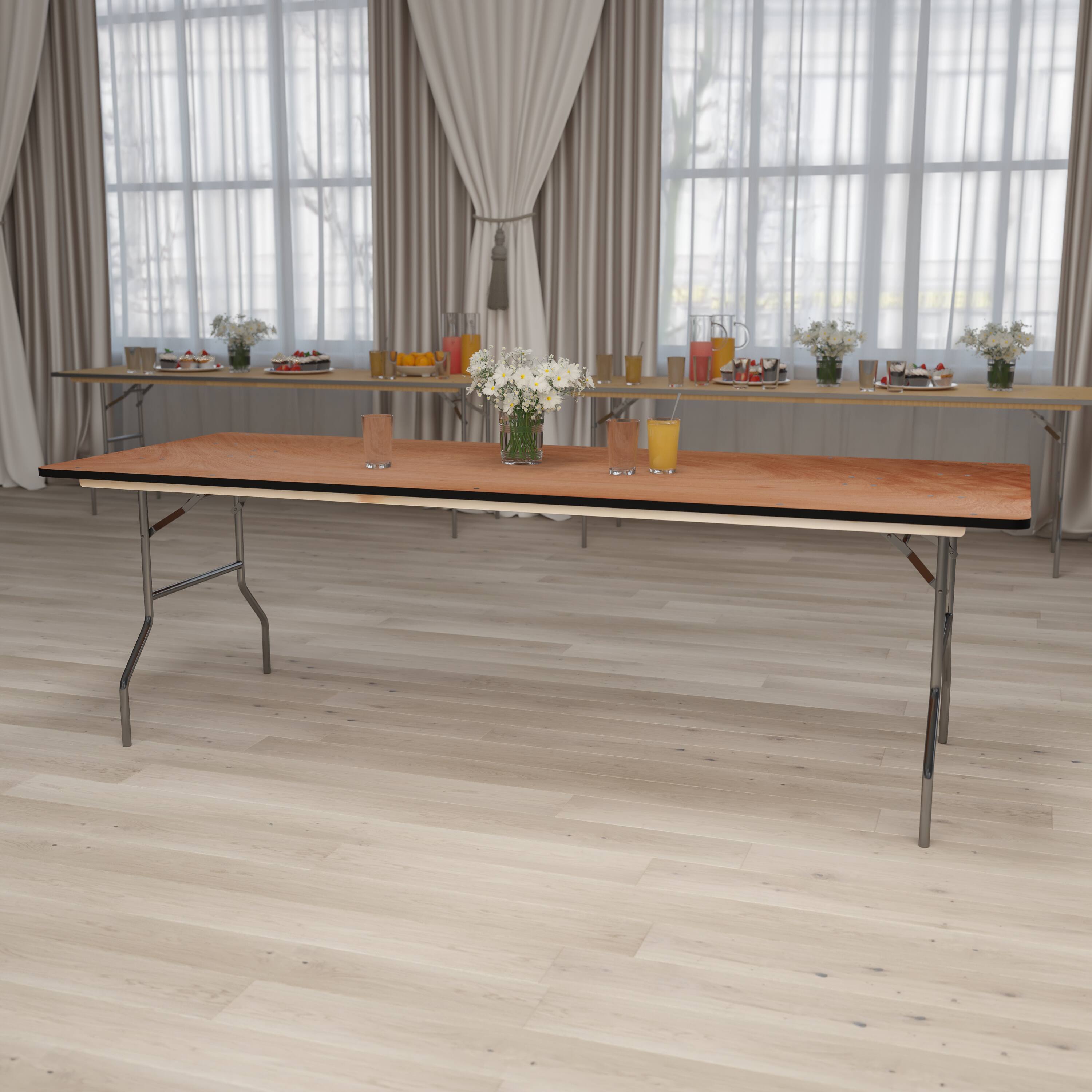 Alt View 11. Alamont Home - Fielder 8-Foot Rectangular Wood Folding Banquet Table with Clear Coated Finished Top - Natural.