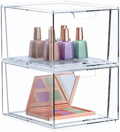 Front. Sorbus - Sorbus 2 Pack ClearAcrylic Drawer Makeup Organizers - for Vanity, Bathroom, Under Sink, Cabinets, Jewelry, and More - Clear.