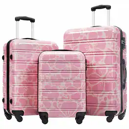 BreeBe - Hardshell Luggage Sets 3 pcs Spinner Suitcase with TSA Lock Lightweight-20'+24'+28' Luggages - Pink
