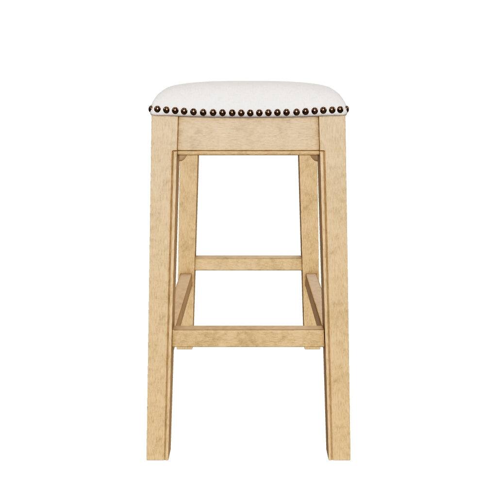 Alt View 9. Maven Lane - 26" Adrien Saddle Counter Stool In Natural Wood Finish With Fabric Upholstery - Natural Wood.