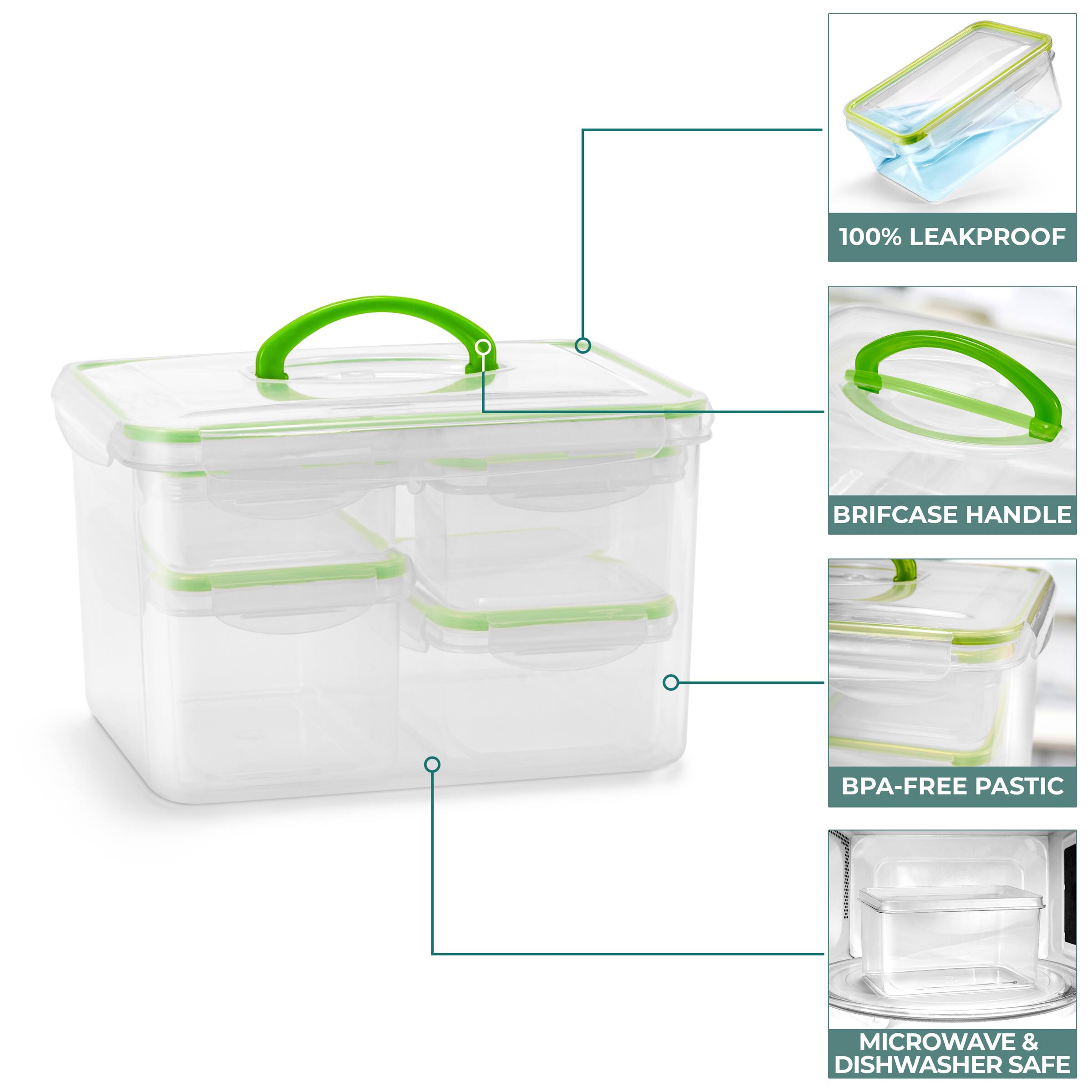 100% Leakproof  
Briifcase Handle  
BPA-Free Plastic  
Microwave & Dishwasher Safe