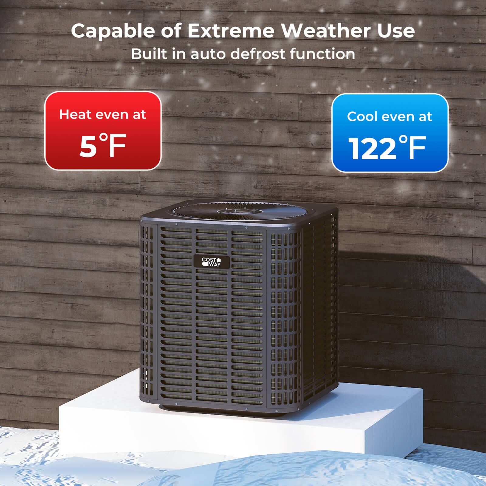Capable of Extreme Weather Use  
Built in auto defrost function  

Heat even at 5°F  

Cool even at 122°F