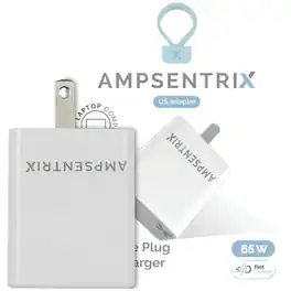 Ampsentrix - 65W USB Type C GaN Wall Power Adapter Charger (110v USA)
