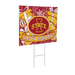 Evergreen Enterprises - Iowa State Cyclones 24" x 18" Happy Holidays Christmas Outdoor Staked Yard Sign - Multicolor
