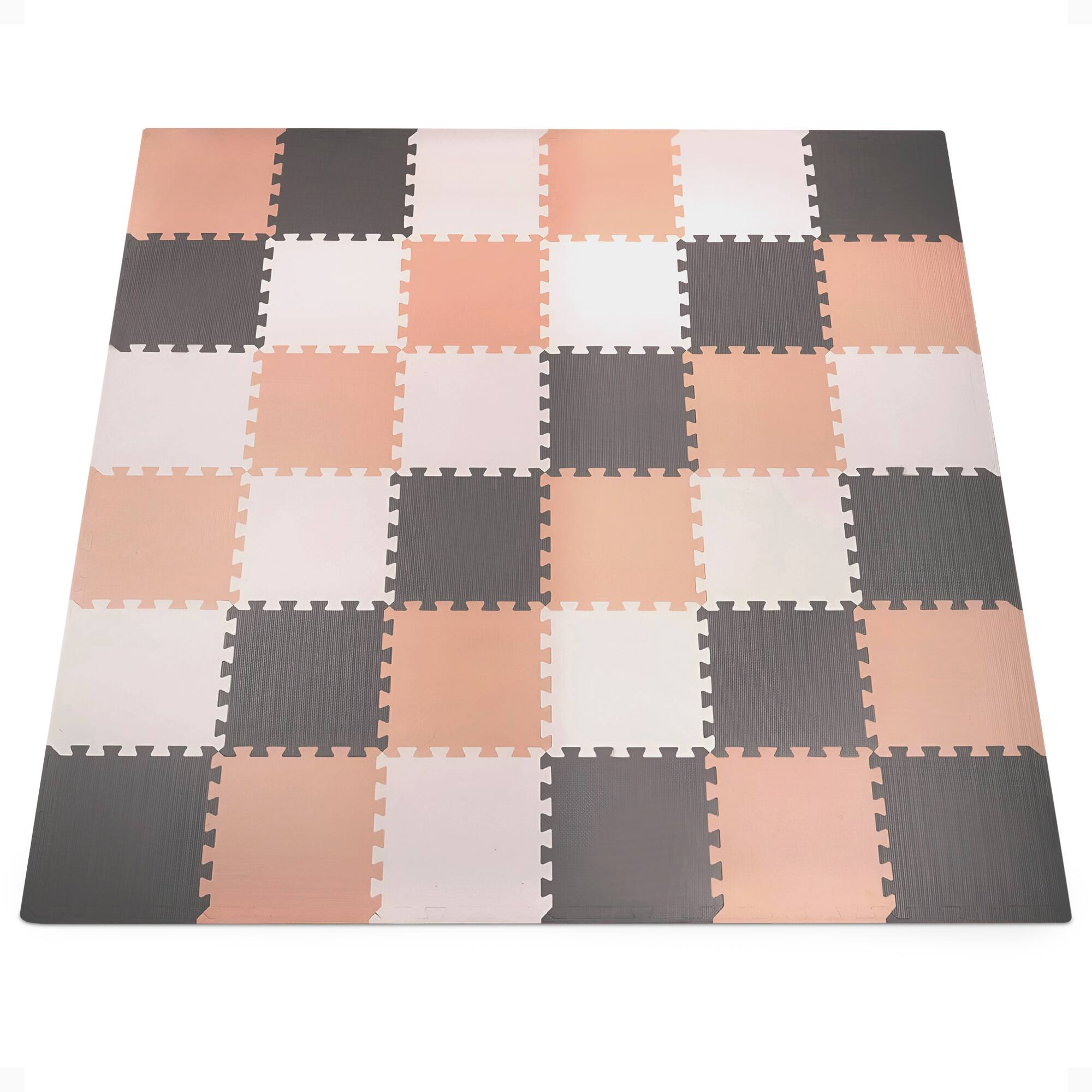 BalanceFrom Fitness - 36 Tile Thick Interlocking Puzzle Foam Exercise Play Mat - Cream/Gray/Beige