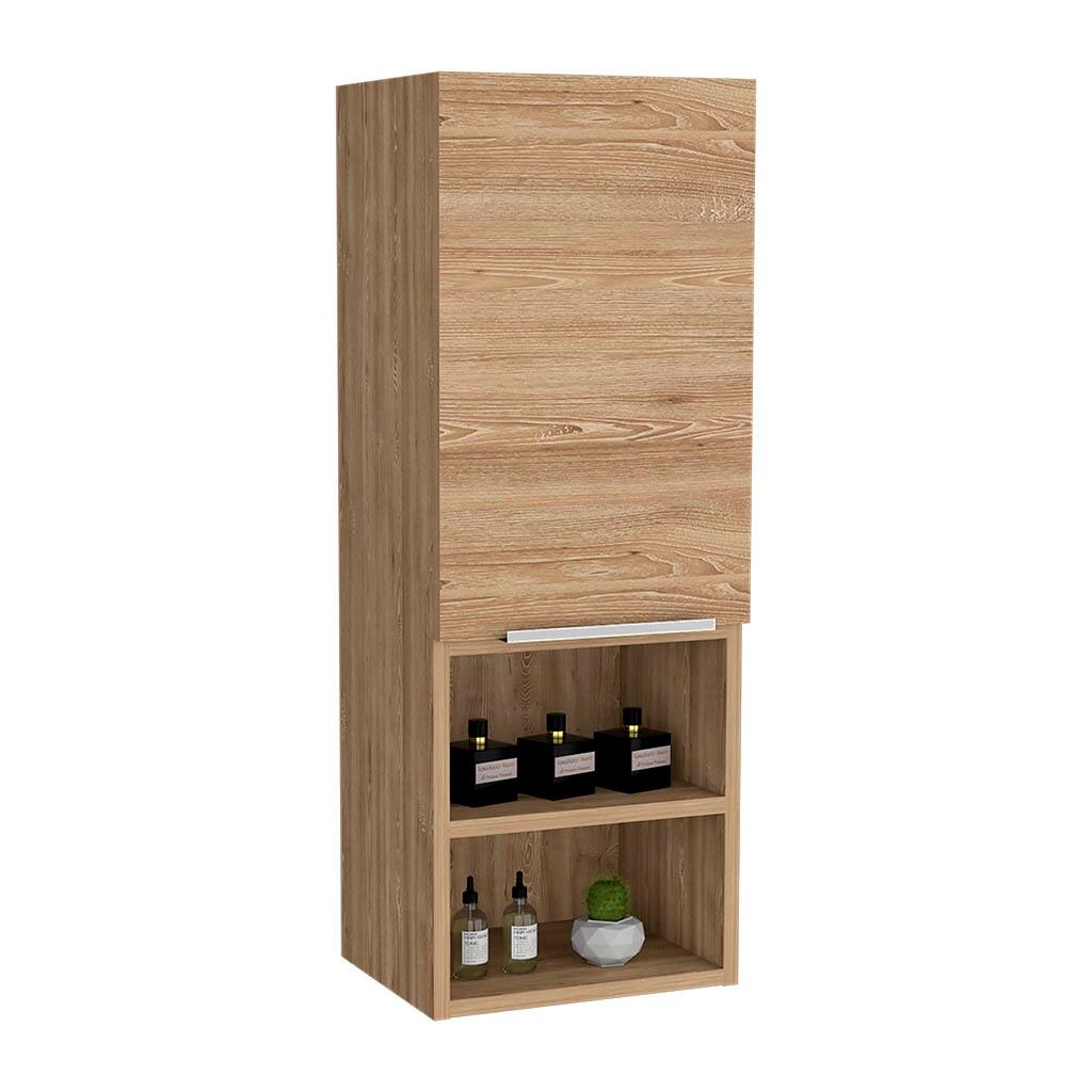 Alt View 1. TinyHomie - Medicine Single Door Cabinet 32in H Two Interior Shelves Two External Shelves Light Oak - Beige.