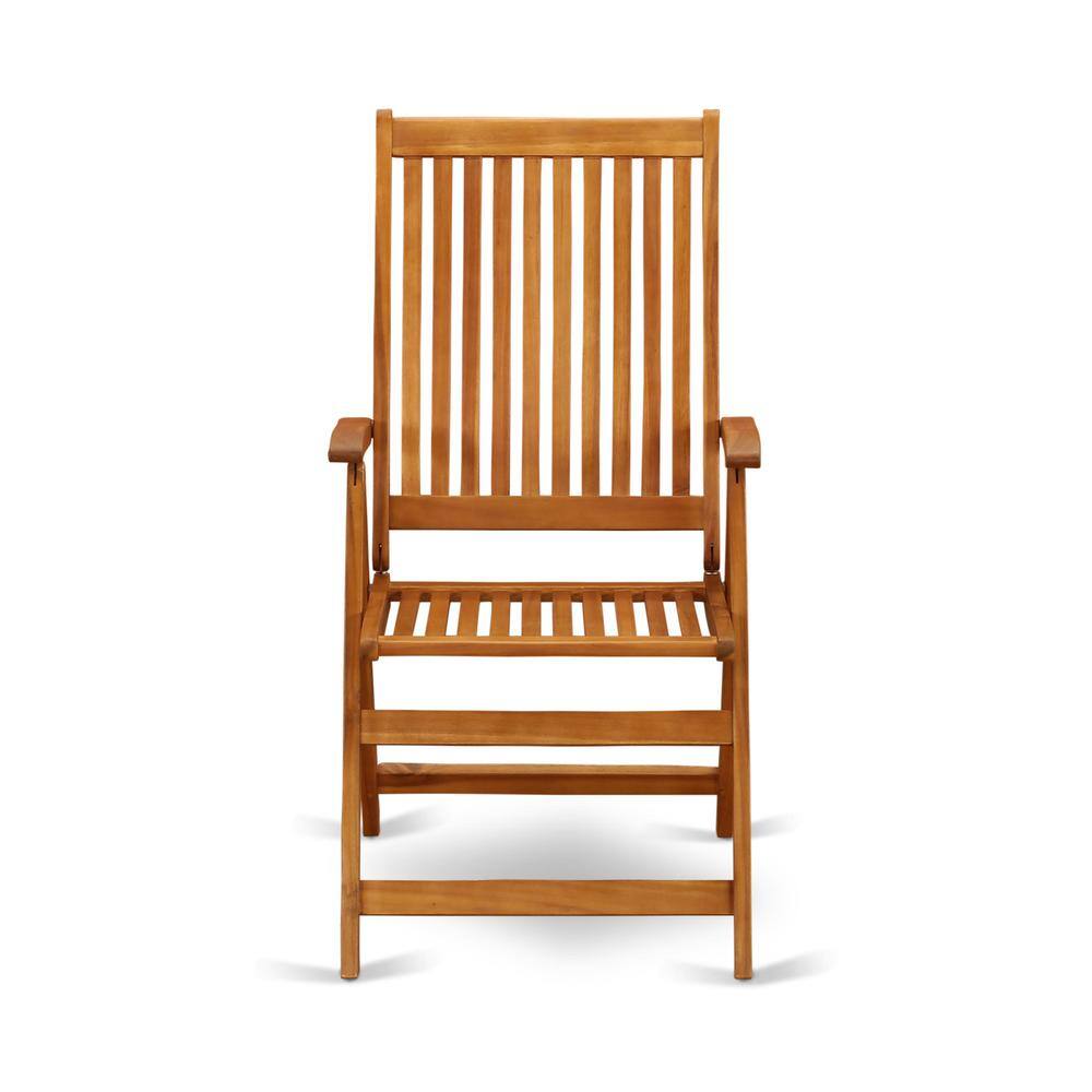 Back. East West Furniture - 3-Pc Wood Patio Dining Set Consists of a Folding Outdoor Table and 2 Outdoor Camping Chairs - Natural Oil Finish - Natural Oil.