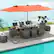 Alt View 2. Costway - 11 PCS Patio Dining Set with 15 ft Double-Sided Patio Umbrella 8 Armchairs - Mix Gray,Beige,Orange.