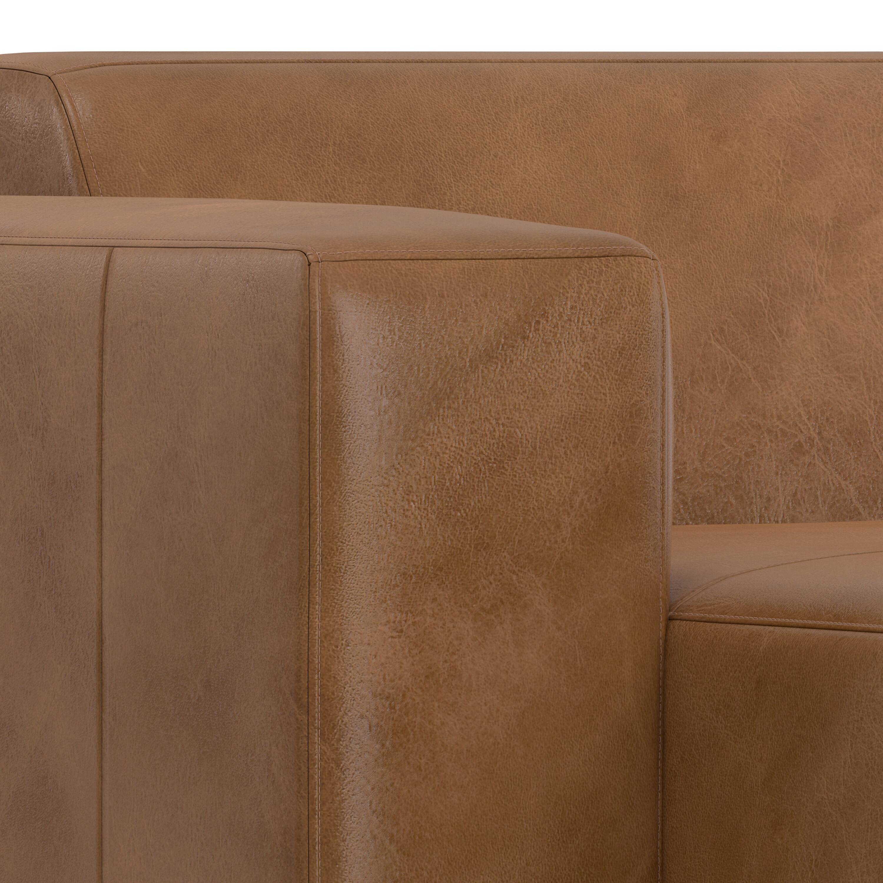 Alt View 6. Simpli Home - Rex Left Chaise Sofa Module in Genuine Leather - Caramel Brown.
