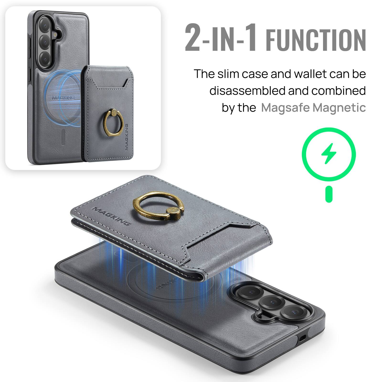 MA CRNA MAGKINE 2-IN-1 FUNCTION

The slim case and wallet can be disassembled and combined by the Magsafe Magnetic