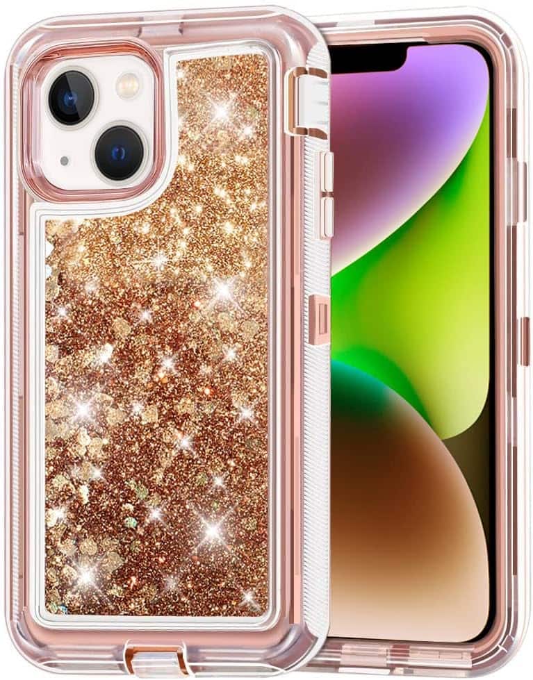 Front. Entronix - Entronix iPhone 14 Glitter Case - Heavy Duty Triple-Layer Protection - Rose.