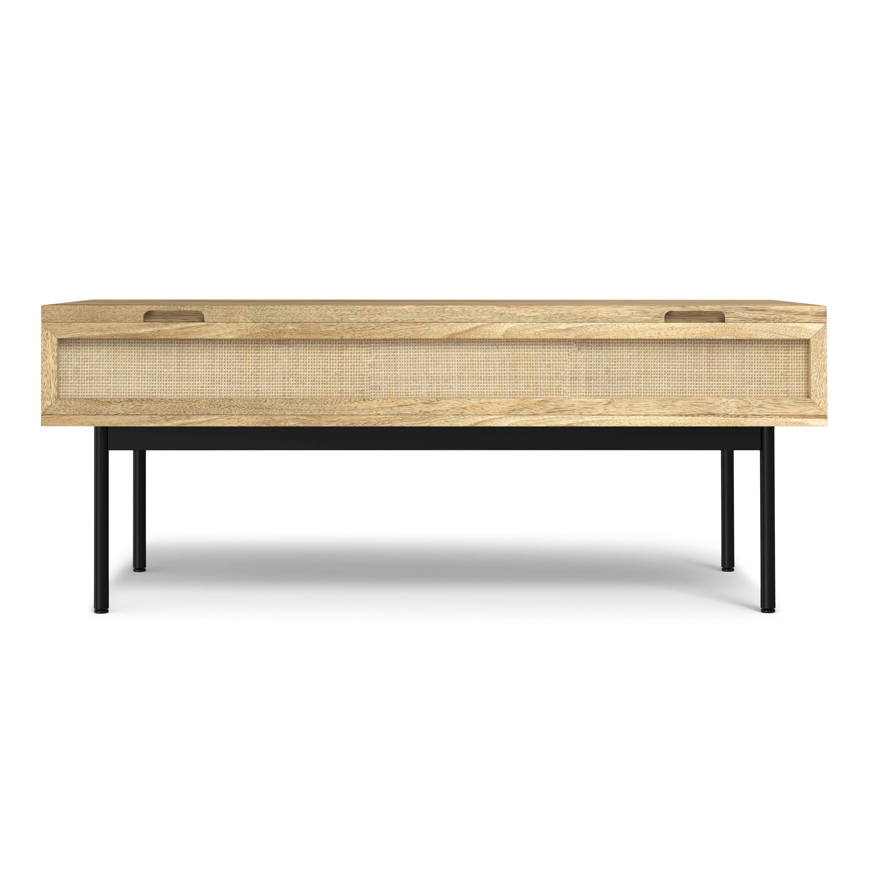 Left. Simpli Home - Reeves SOLID MANGO WOOD 46 inch Wide Rectangle  Lift Top Coffee Table in Natural - Natural.
