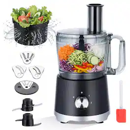 Sugift - 10 Cup Food Processor with Salad Spinner Basket, 2 Speeds Pulse Control and 4 Cutting Discs, 2.5 L Bowl - Black