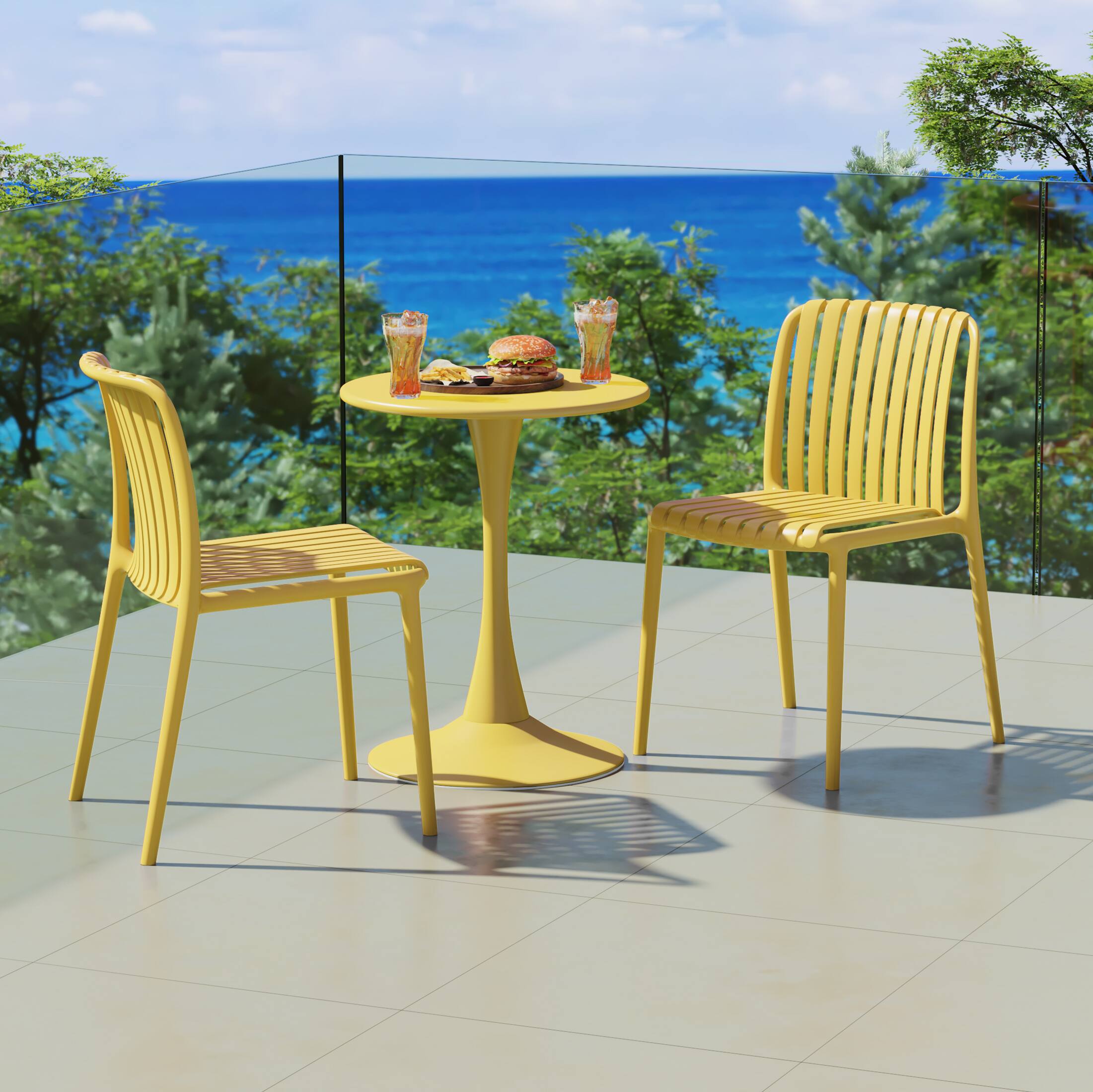 WestinTrends Playa Outdoor Stackable Polypropylene Plastic Dining Side ...