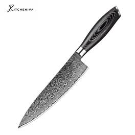 Kitcheniva - 8-Inch 67 Layer Damascus Steel Chefs Knife with Pakka Wood Handle