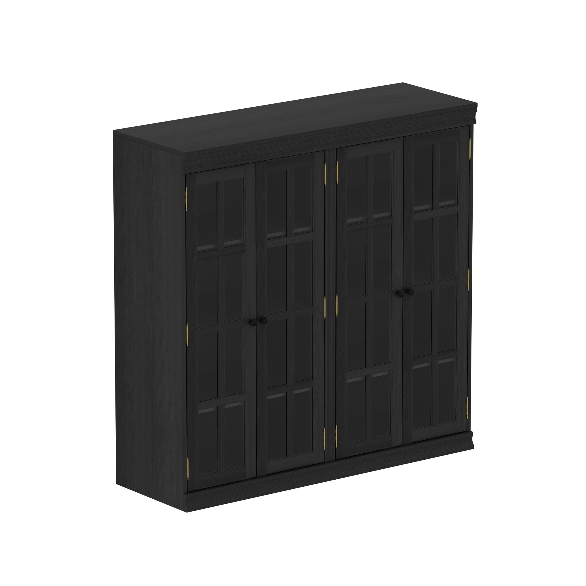 Angle. FUFU & GAGA - FUFU&GAGA Glass - Door Buffet Cabinet: Modern Storage for Dining & Living Spaces - Black.