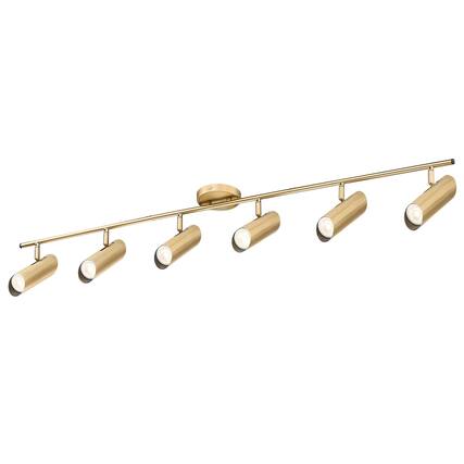 Front. Dazzed Corner - 6 Light LED Track Lighting Fixture, Rotatable Brass Gold GU10 Base Kitchen Track Lights - Brass Gold.