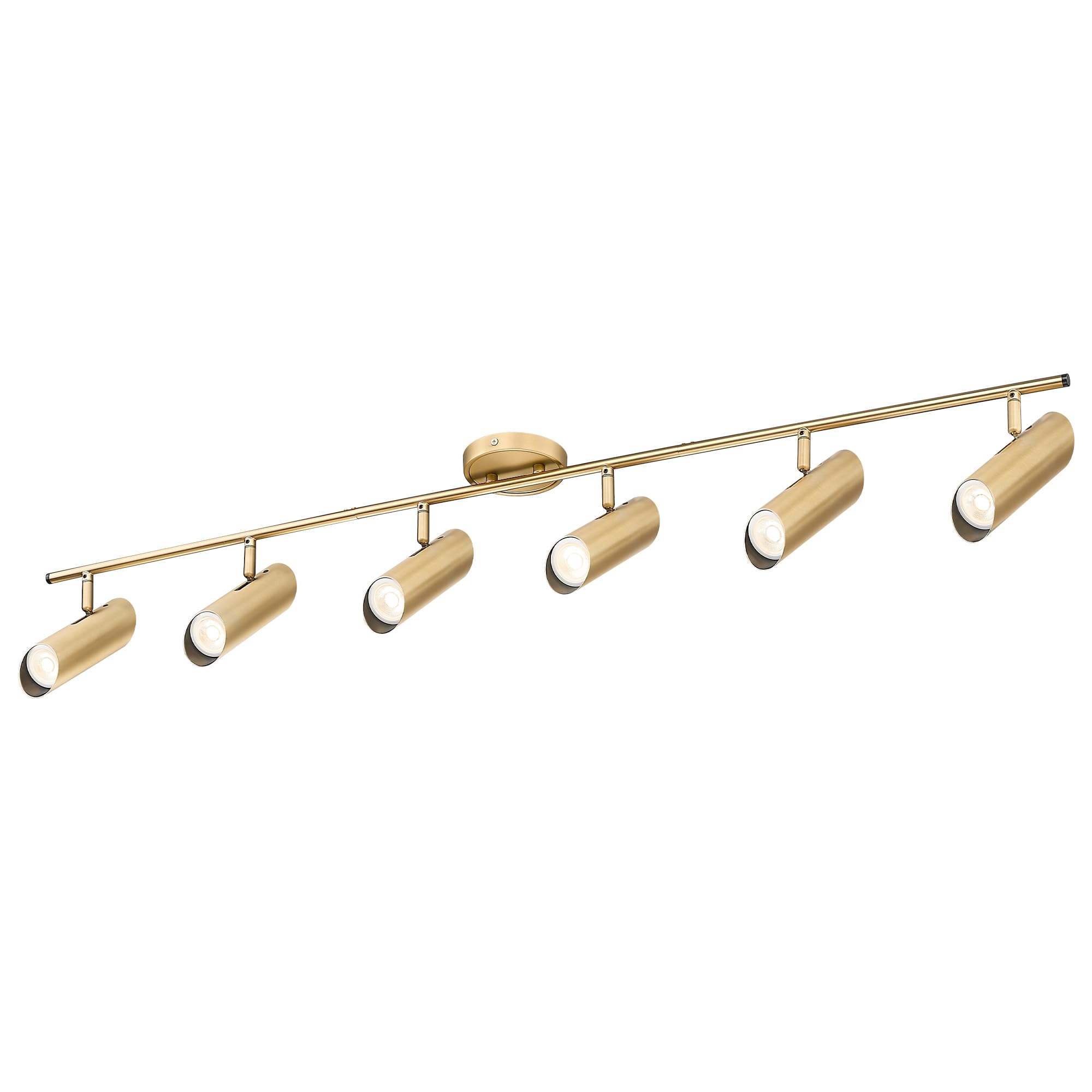 Front. Dazzed Corner - 6 Light LED Track Lighting Fixture, Rotatable Brass Gold GU10 Base Kitchen Track Lights - Brass Gold.