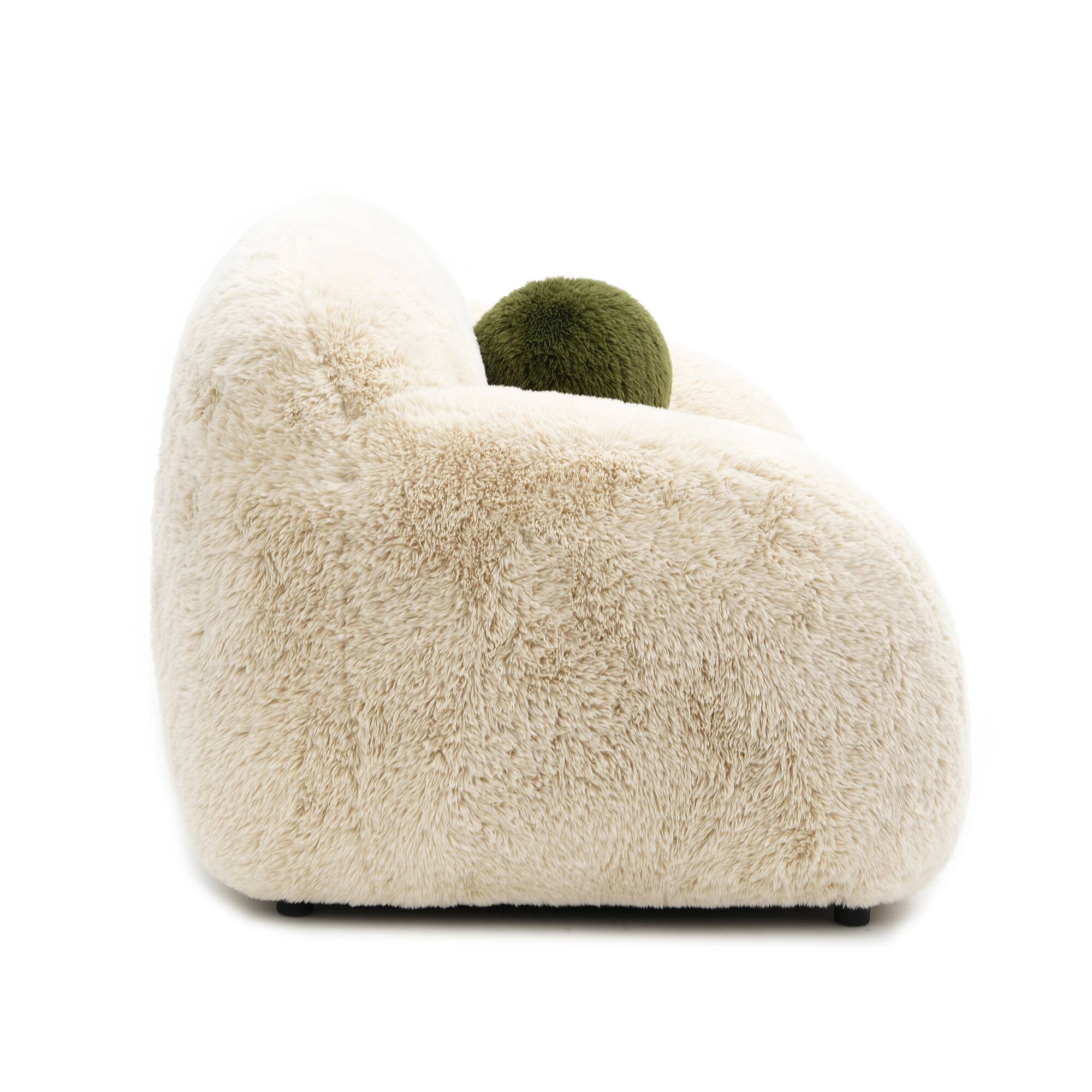 Alt View 1. Vaczon - Faux Fur Loveseat Sofa Cozy Shaggy Plush Chair for Home Apartment or Lounge Area with Accent Pillows - Sand.