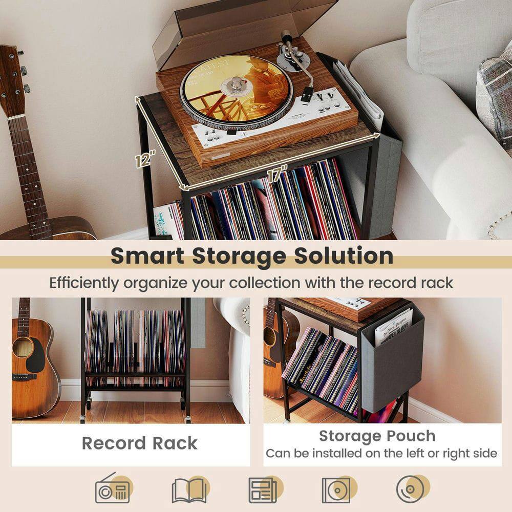 **Smart Storage Solution**

Efficiently organize your collection with the record rack

- **Record Rack**
- **Storage Pouch**  
  Can be installed on the left or right side