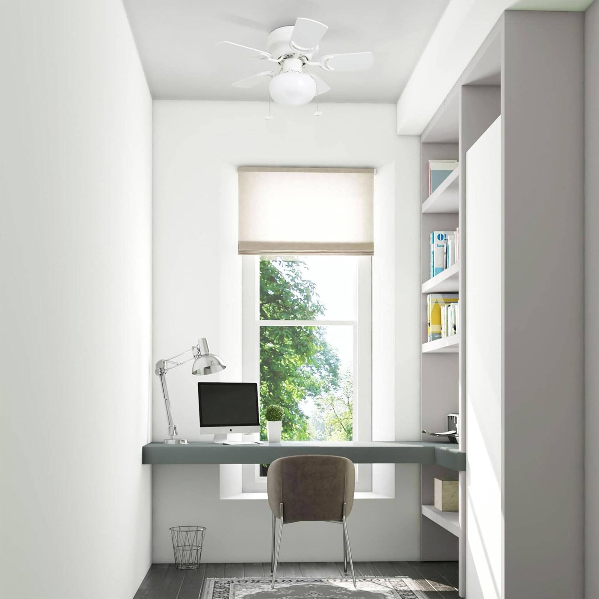 Alt View 4. Prominence Home - Prominence Home Hero, 28” Flush Mount Indoor LED Ceiling Fan with Light, White - White.