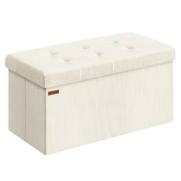Songmics Home - Storage Ottoman Bench, Foldable Foot Rest, End of Bed Bench, Storage Chest, Load 300 kg - Cream White