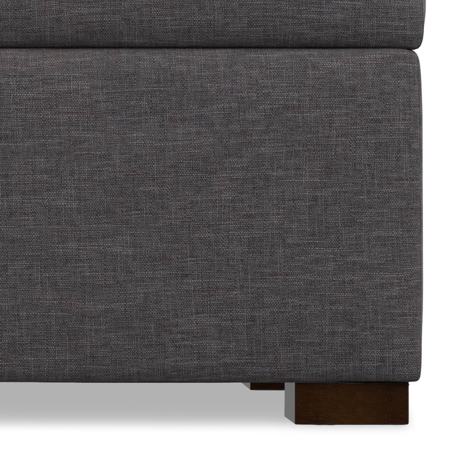 Alt View 6. Simpli Home - Gabbie 48 inch Wide Rectangular Storage Ottoman in Slate Grey Polyester Linen - Slate Grey.