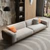 Front. luck idea - 111.81" Cotton-Linen Sofa with Cushions and Washable Seat Covers Couch - Gray.