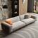 Front. luck idea - 111.81" Cotton-Linen Sofa with Cushions and Washable Seat Covers Couch - Gray.