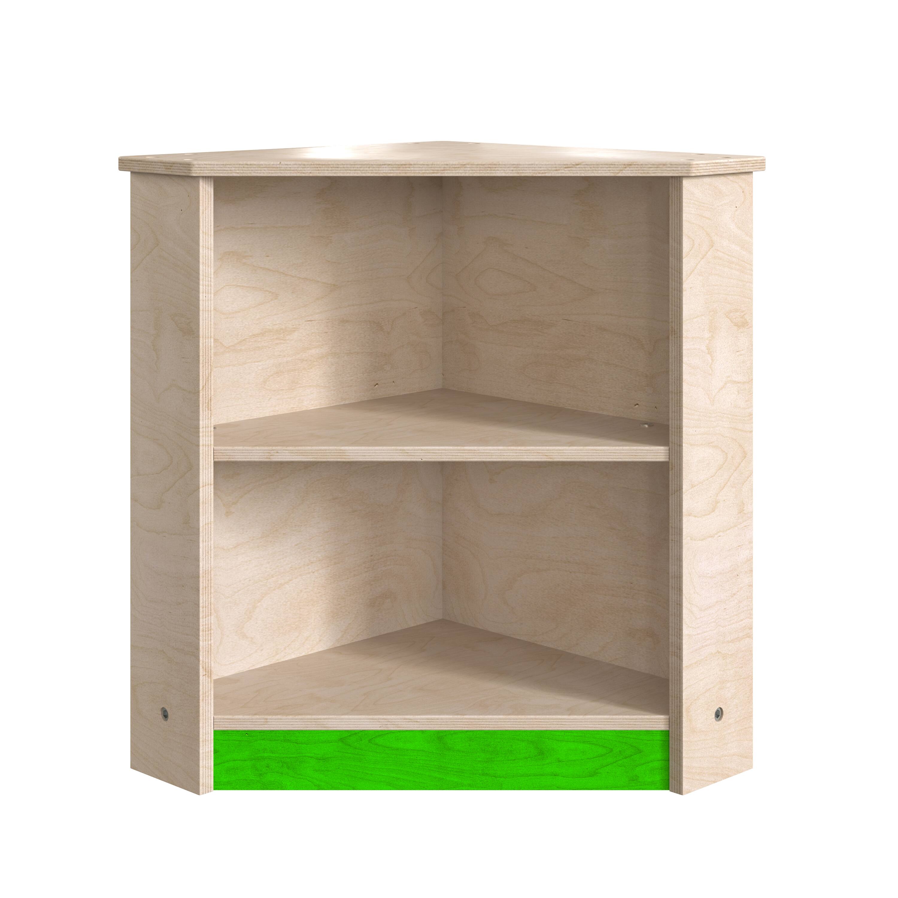 Angle. Flash Furniture - Bright Beginnings Commercial Grade Wooden Kid's Two Tier Corner Kitchen Cabinet - Natural.
