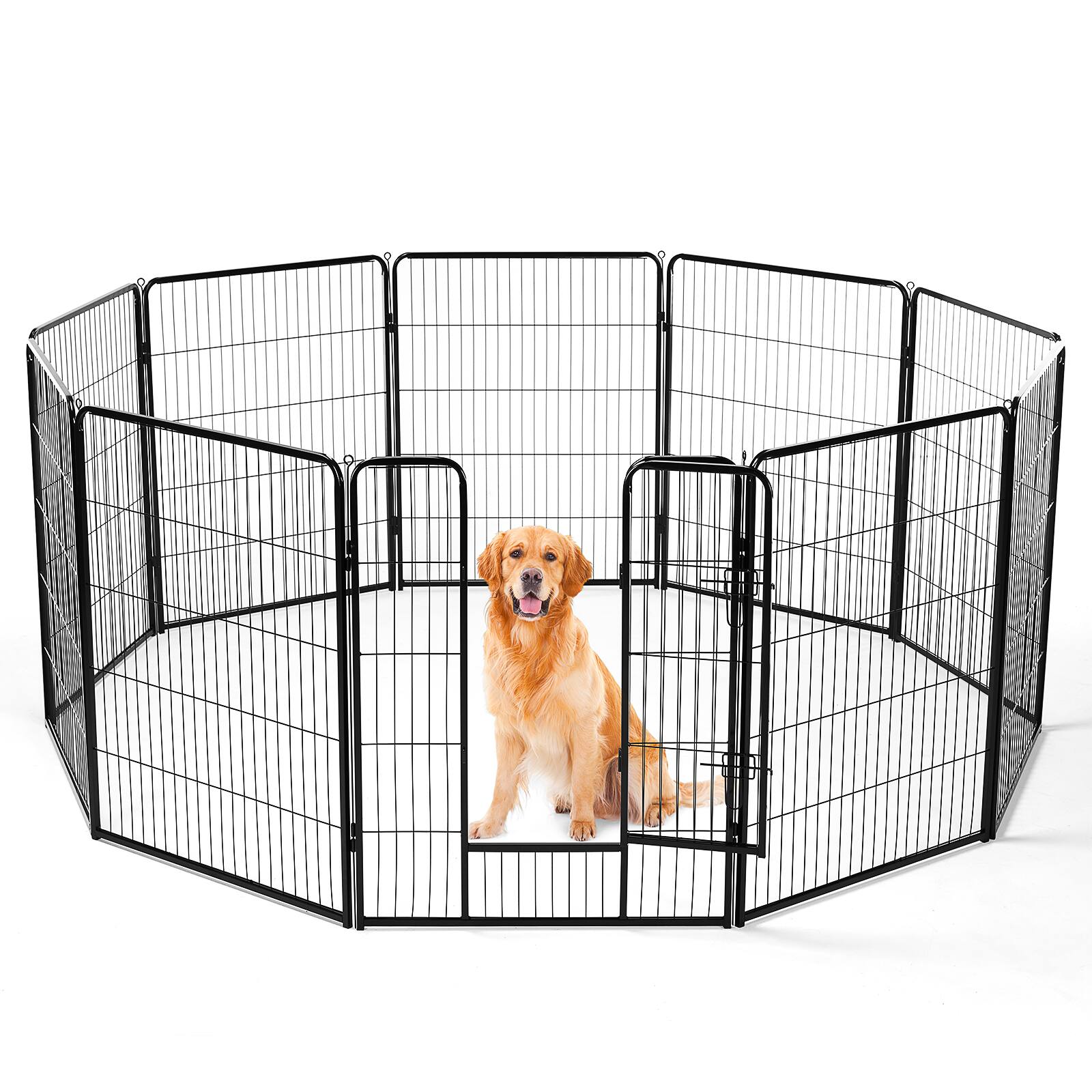 Front. AENKYO - 40" Dog Playpen 8 Panel Metal Exercise Pen with Door for Outdoor, Garden, Yard.