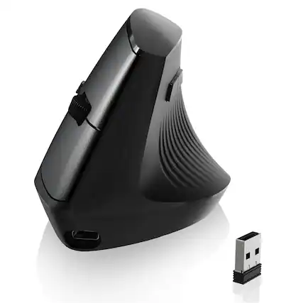 Front. HM 1810 - I300 And 4g Rechargeable Mouse Vertical Design Optical Computer Mice Quiet Clicks 84g Lightweight Desktop P - Black.