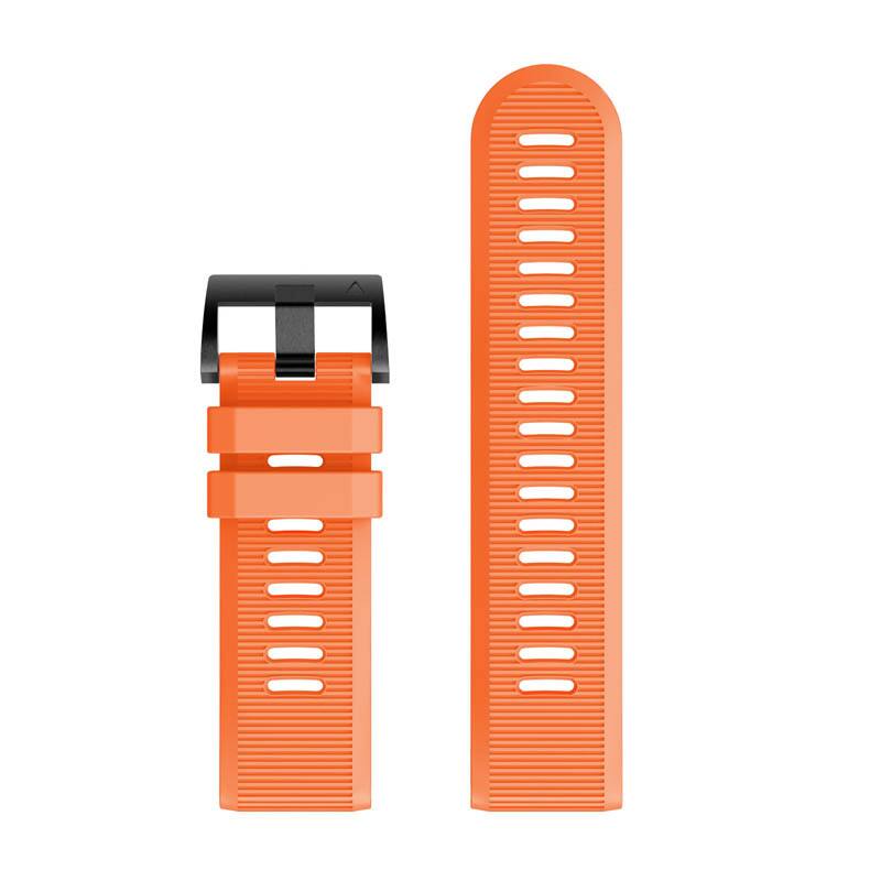 Left. StrapsCo - Endurance Band QuickFit 26 Silicone Rubber Watch Strap For Garmin Tactix 7 - Orange.
