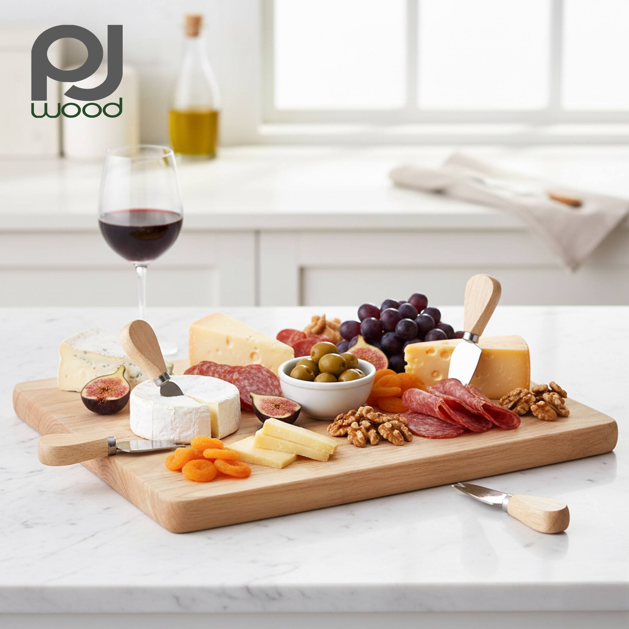 Alt View 3. PJ Wood - PJ Wood Rubberwood 11" x 14" Chopping Board for Cutting Fish and Vegetables - Natural.