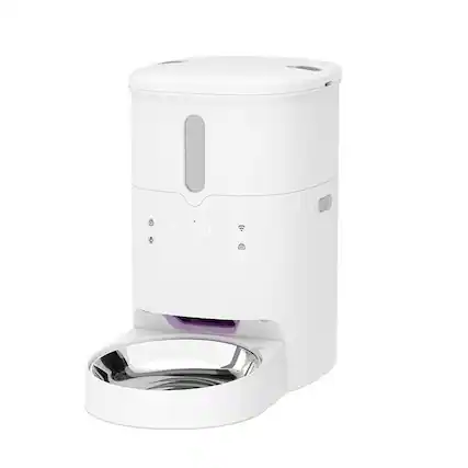 Front. Cluzine - Smart Automatic Pet Feeder for Cats & Dogs, APP Remote Control Food Dispenser - White.