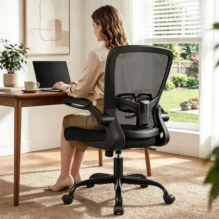 Front. KERDOM - Office Chair for Conference Room - Ergonomic Desk Chair with Adjustable Lumbar Support, Swivel, Tilt, Breathable Mesh - Black.