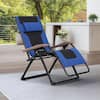 Front. PURPLE LEAF - Widened Outdoor Chaise Lounge Patio Zero Gravity Recliner Folding Chair with Quilted Seat Adjustable Headrest for Lawn - Navy Blue & Black.