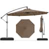 Front. Costway - Costway 10 FT Solar Offset Hanging Umbrella Patio Cantilever Umbrella with 32 LED Lights - Brown.